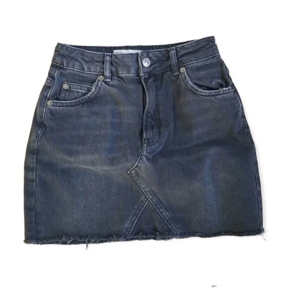 Topshop Black Denim Jean Skirt size 2 - Picture 1 of 6